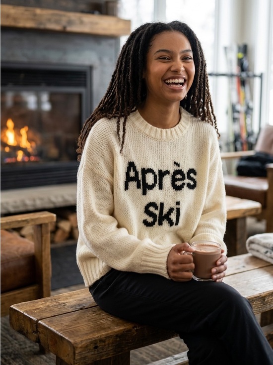 Wooden Ships Sweaters - NWT Wooden Ships Après Ski Crew Neck knit Sweater n Cream/Black Sz M/L